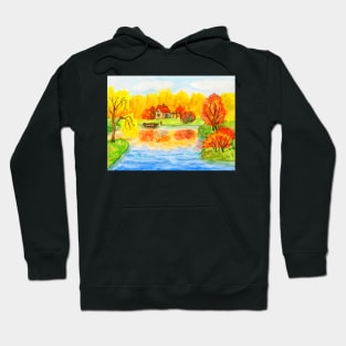 Autumn landscape with house  on lake Hoodie